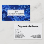Cartes de visite d'hiver Festive Blue Snowflake (Devant / Derrière)