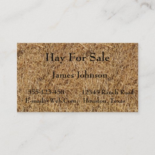 Cartes de visite d'impression de balle de foin de (Devant)