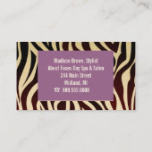 Cartes de visite d'impression de zèbre (Dos)