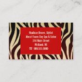 Cartes de visite d'impression de zèbre (Dos)