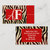 Cartes de visite d'impression de zèbre (Devant / Derrière)