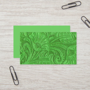 Cartes de visite d'impression en cuir vert