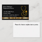 Cartes de visite d'infirmière Médicale de classe (Devant / Derrière)