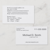 Cartes de visite d'information simple et complète (Devant / Derrière)