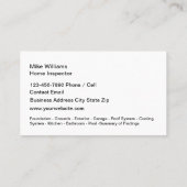 Cartes de visite d'inspection professionnelle à do (Dos)