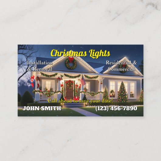 Cartes de visite d'installation des feux de Noël (Devant)
