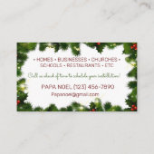 Cartes de visite d'installation des feux de Noël (Dos)