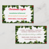 Cartes de visite d'installation des feux de Noël (Devant / Derrière)