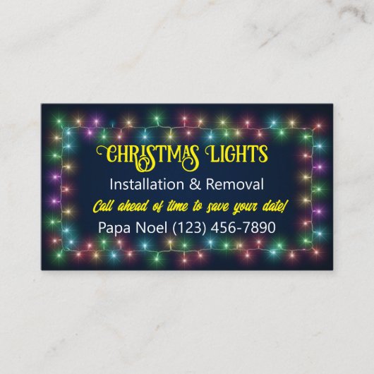 Cartes de visite d'installation des feux de Noël (Devant)