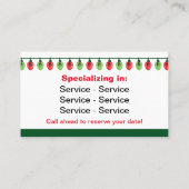 Cartes de visite d'installation des feux de Noël (Dos)