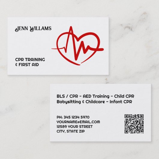 Cartes de visite d'instructeur RCR professionnel a (Devant / Derrière)