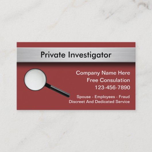 Cartes de visite d'investigateur privé (Devant)
