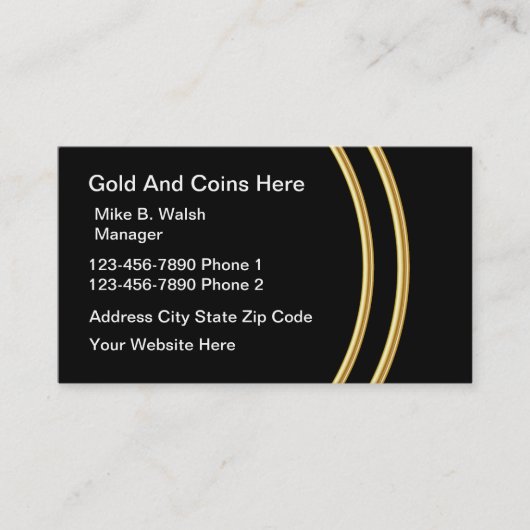 Cartes de visite D'Investissement En Or Et Pièces (Devant)