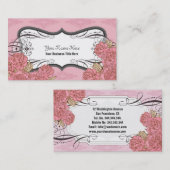 Cartes de visite dodus roses de fleurs (Devant / Derrière)