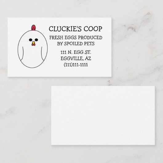 Cartes de visite d'oeufs frais (Devant / Derrière)