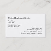 Cartes de visite d'offre de matériel médical (Dos)
