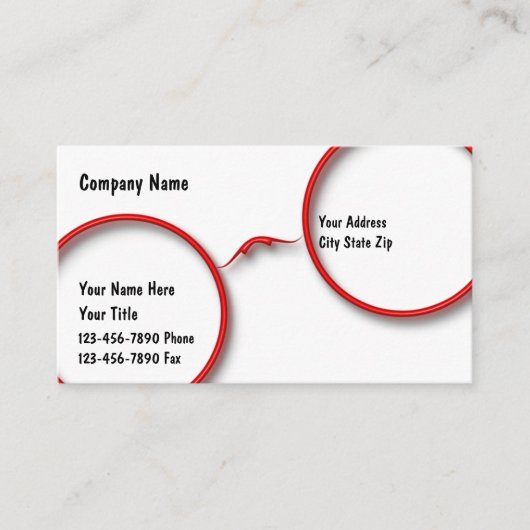 Cartes de visite d'optométrie (Devant)