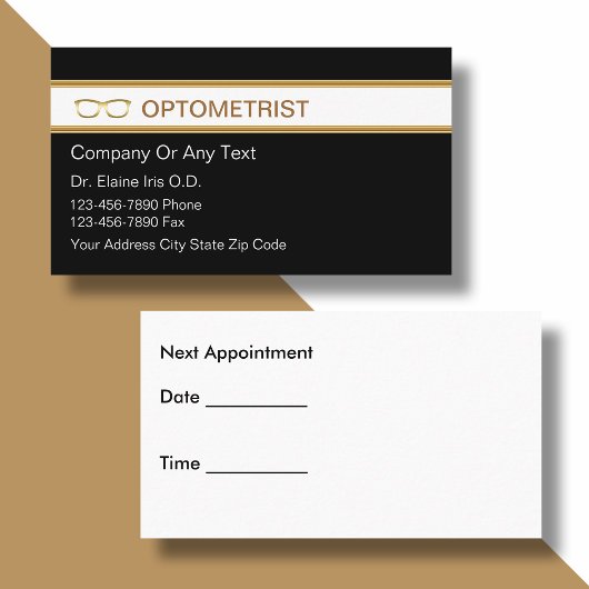 Cartes de visite d'optométriste