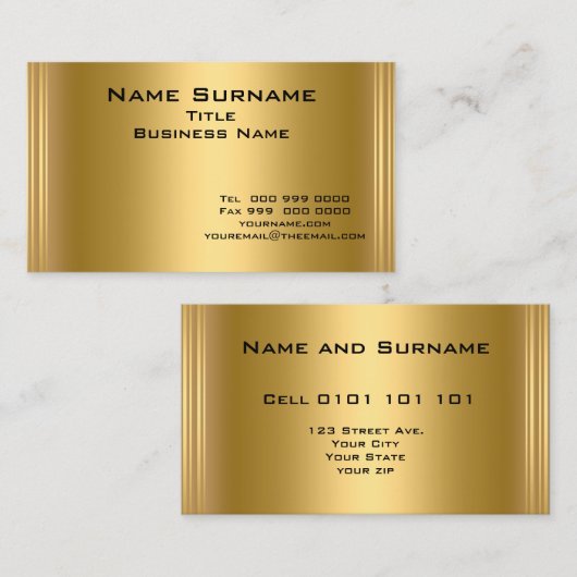 Cartes de visite d'or élégant moderne (Devant / Derrière)