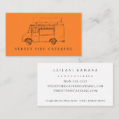 Cartes de visite d'orange de camion de nourriture (Devant / Derrière)