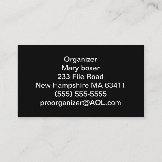 Cartes de visite d'organisateur (Devant)