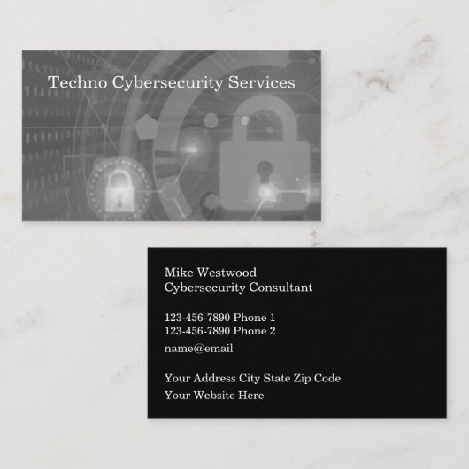 Cartes de visite double face Cybersécurité (Devant / Derrière)