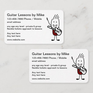 Cartes de visite doubles cool pour cours de guitar