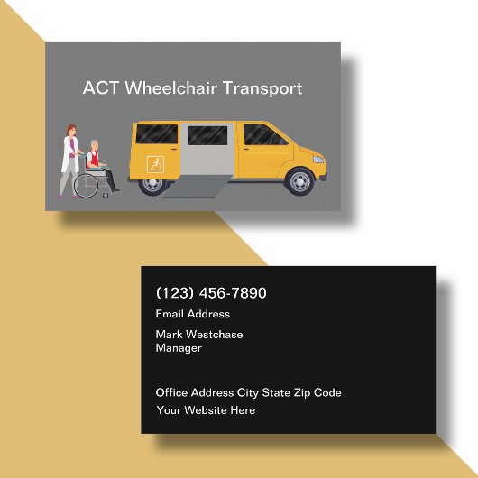 Cartes de visite doubles de transport en fauteuil 