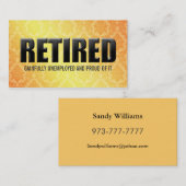Cartes de visite drôles de retraite (Devant / Derrière)