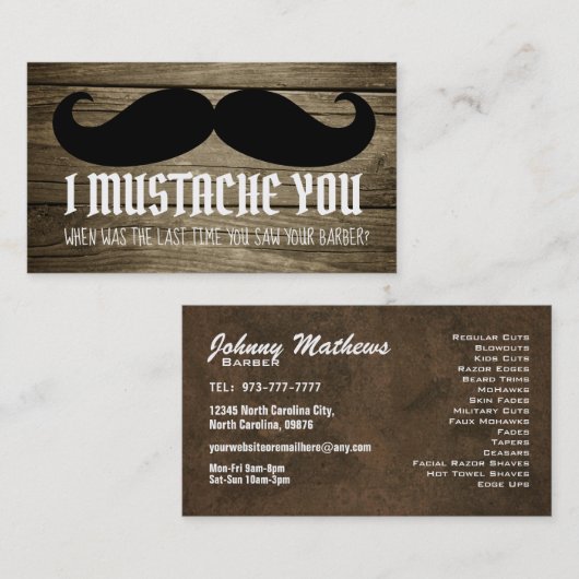 Cartes de visite drôles de slogans de coiffeur (Devant / Derrière)