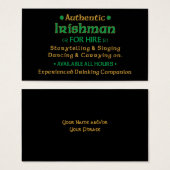 Cartes de visite drôles d'Irlandais authentique à (Devant & derrière)