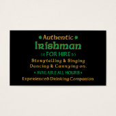 Cartes de visite drôles d'Irlandais authentique à (Devant)