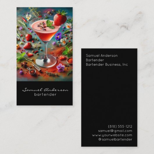 Cartes de visite du barman (Devant / Derrière)