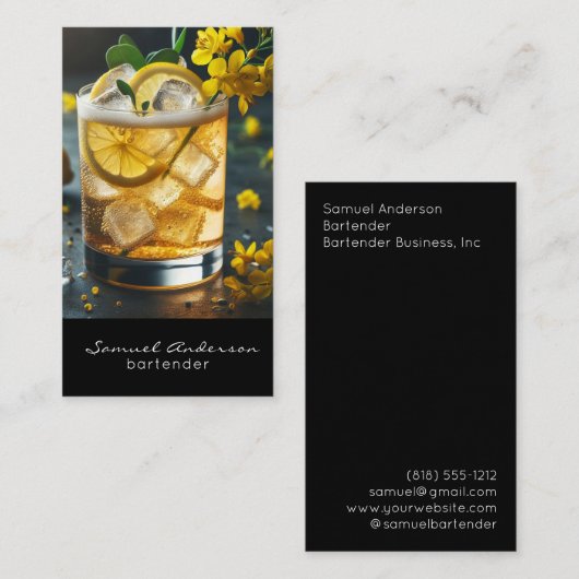 Cartes de visite du barman (Devant / Derrière)