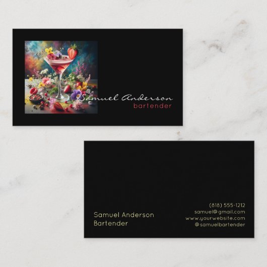 Cartes de visite du barman (Devant / Derrière)