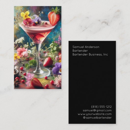 Cartes de visite du barman (Devant / Derrière)