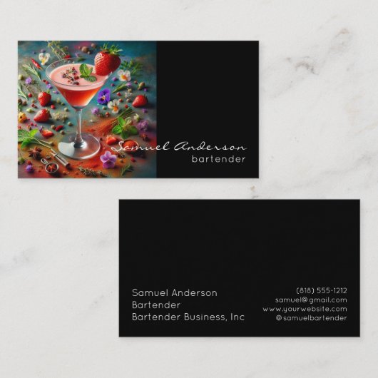 Cartes de visite du barman (Devant / Derrière)