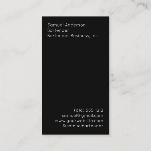 Cartes de visite du barman (Dos)