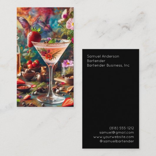 Cartes de visite du barman (Devant / Derrière)