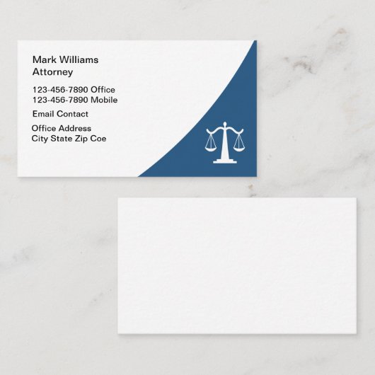 Cartes de visite du bureau de la justice simple (Devant / Derrière)