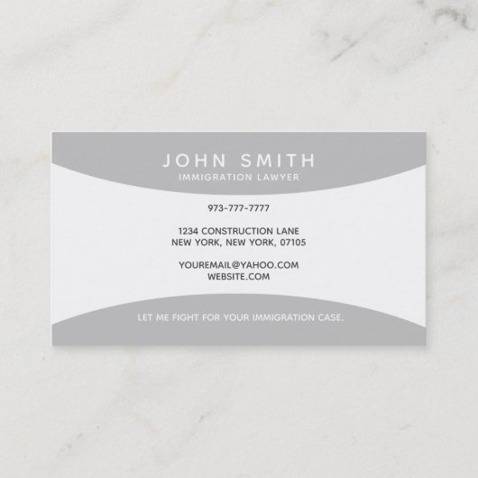 Cartes de visite du cabinet d'avocats de l'immigra (Dos)