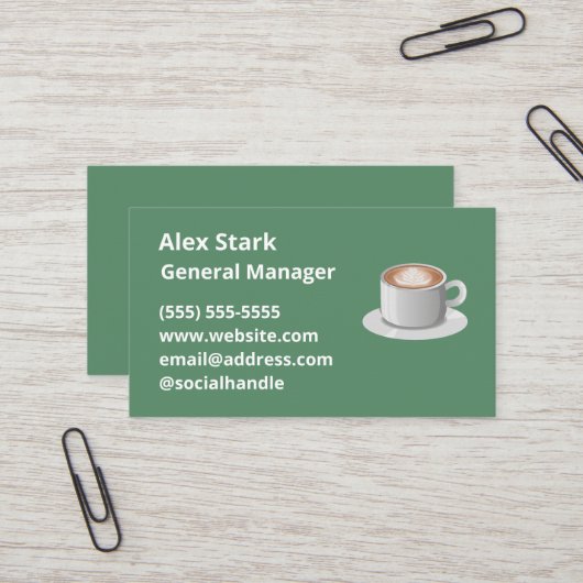 Cartes de visite du café (Devant/Arrière en situation)
