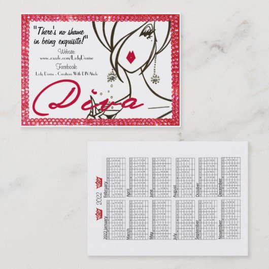 CARTES DE VISITE du calendrier DIVA 2022 (Devant / Derrière)