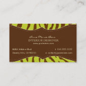 Cartes de visite du chocolat Zebra Olive (Dos)