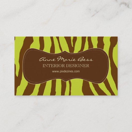 Cartes de visite du chocolat Zebra Olive (Devant)