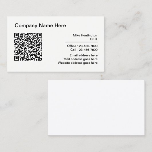 Cartes de visite du code QR professionnel d'entrep (Devant / Derrière)