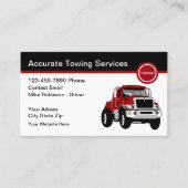 Cartes de visite du conducteur de camion de remorq (Devant)