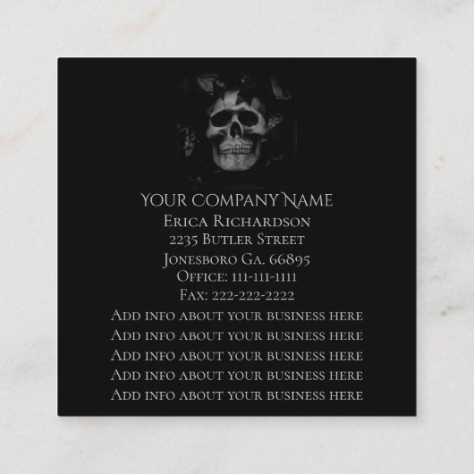 Cartes de visite du crâne foncé (Dos)