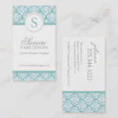 Cartes de visite du décorateur intérieur de monogr (Devant / Derrière)