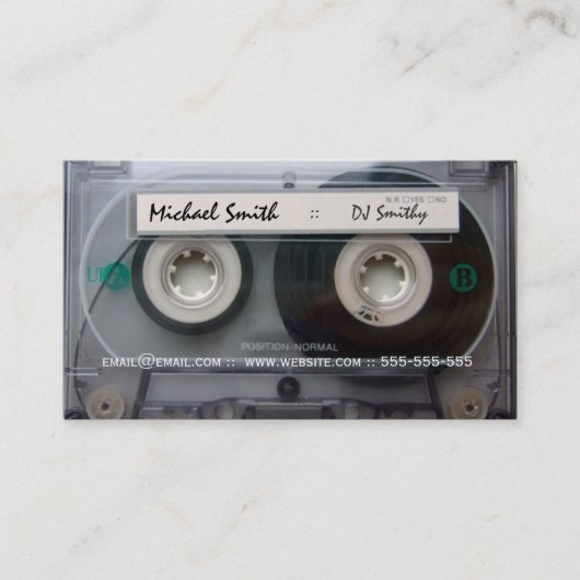 Cartes de visite du DJ d'enregistreur à cassettes (Devant)